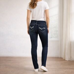 Rue21 Dark Wash Skinny Jeans Size 11/12 Low Rise Thick Stitch